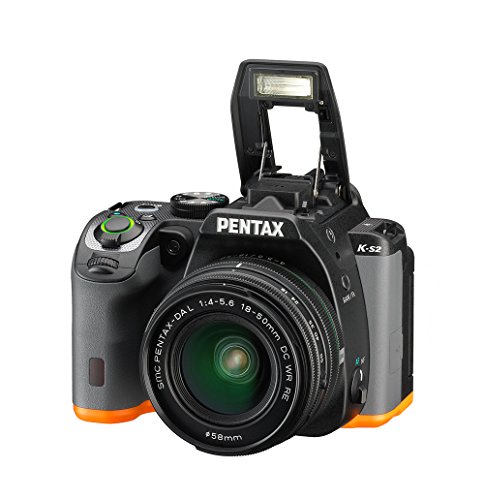 Pentax K-S2 Spiegelreflexkamera (20 Megapixel, 7,6 cm (3 Zoll) LCD-Display, Full-HD-Video, Wi-Fi, GPS, NFC, HDMI, USB 2.0) Kit inkl. 18-50mm WR-Objektiv schwarz/orange - 2